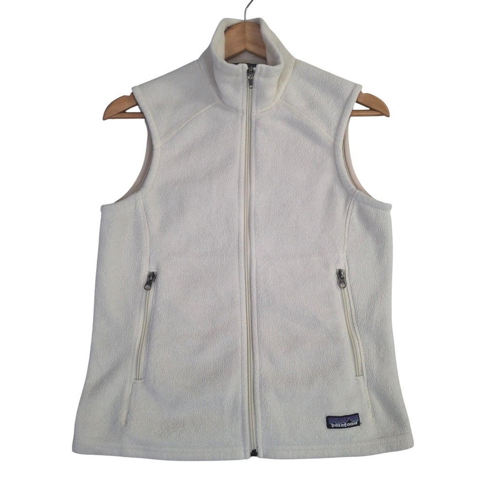 Vintage Patagonia Synchilla Fleece Vest Womens Small Cream White Full Zip Y2K